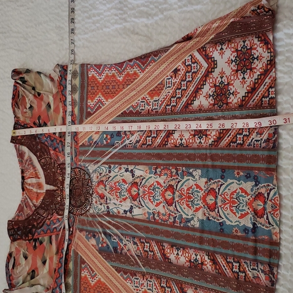 Floral Aztec Top. Lace. Vertical Lines. Vertical Stripes. Crepe - Picture 10 of 14